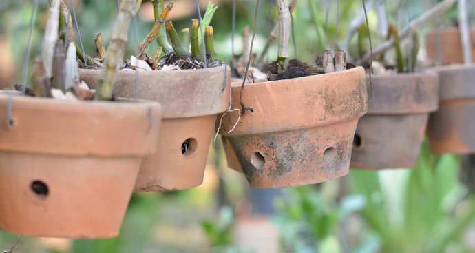 Если вы решите сделать кашпо самостоятельно, стоит помнить, что емкость должна ненамного превышать края основного пластикового горшка