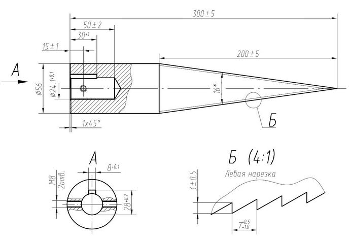 При самостоятельном изготовлении дровокола нужно использовать только грамотно составленные чертежи и схемы