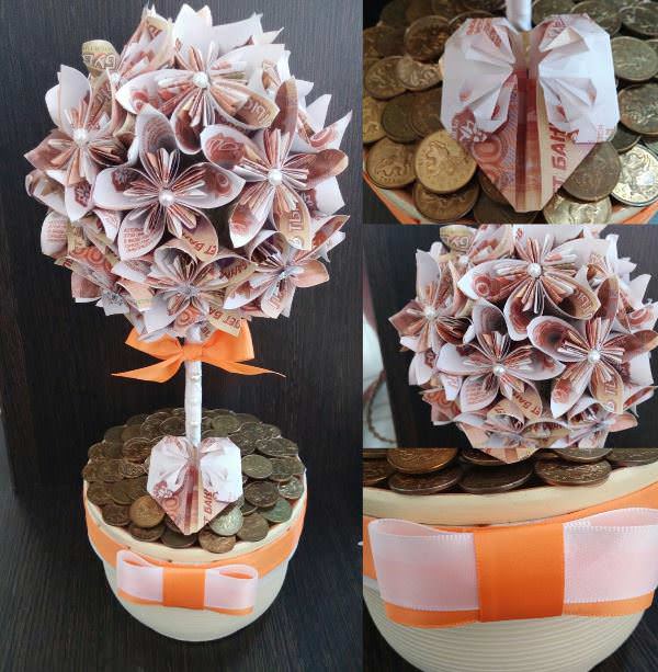 Работать над таким изделием несложно, да и тратиться на расходные материалы практически не придется, хотя тут многое зависит от того, какие именно купюры собирается использовать мастер