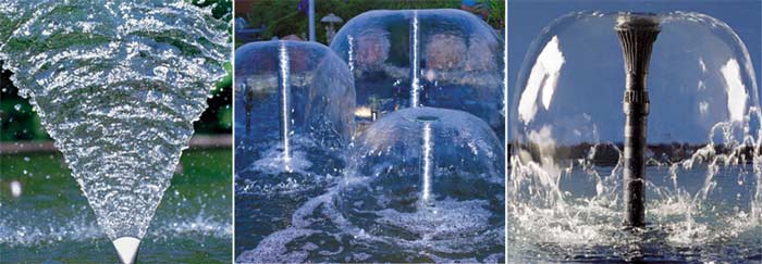 Насадка не влияет на высоту струи, это определяется мощностью используемо насоса, который подает к ней воду