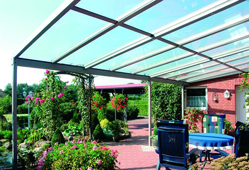 Стеклянная односкатная крыша для террасы