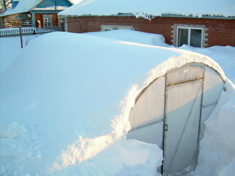 Уборка снега с крыш дачного дома и теплицы — необходимость при серьезных завалах