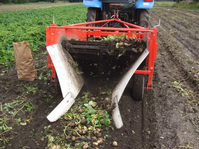 На больших участках лучше всего использовать прицепной комбайн, который крепится к трактору мощностью 80 лошадиных сил